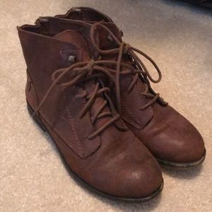 Crown lace up booties